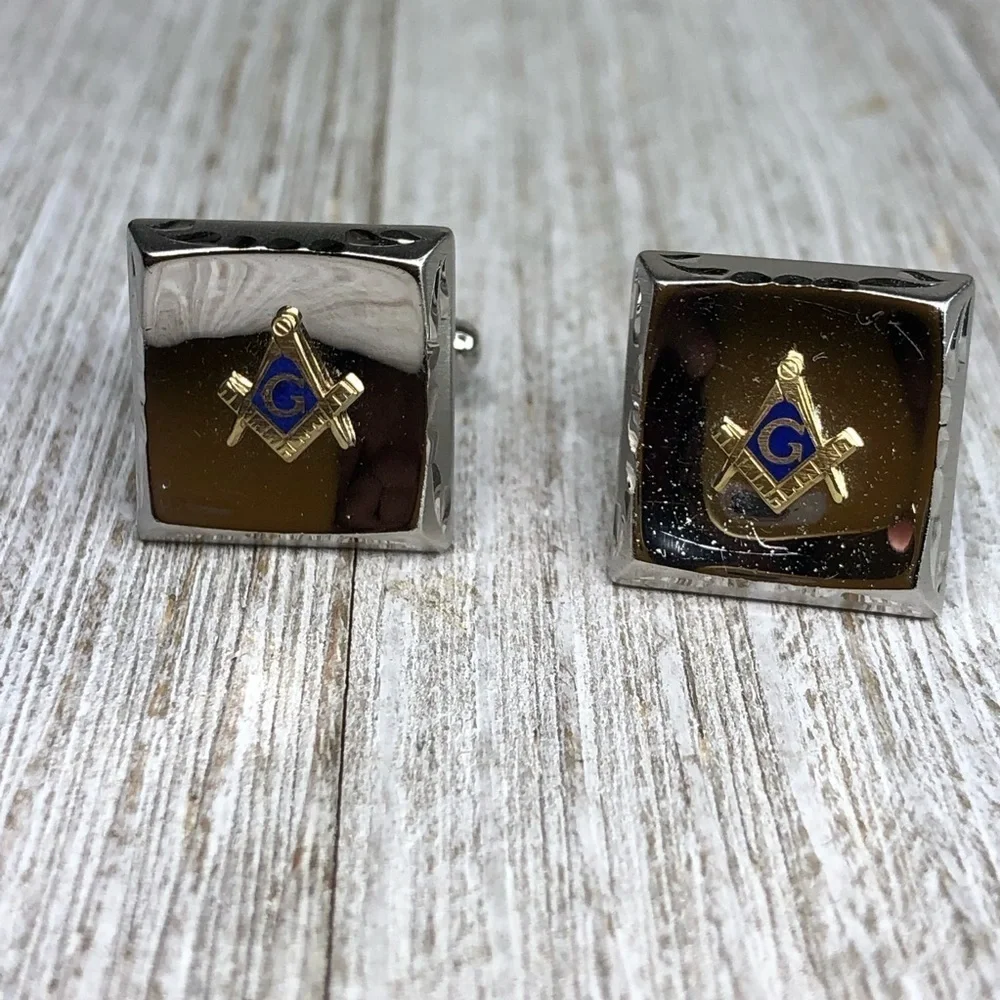 Vintage Anson Sterling Silver Freemason Cuff Links
